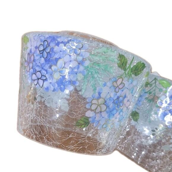 Yankee Candle Clear Crackle Glass Holder – Floral Hydrangea Design Set of TWO - Picture 3 of 10